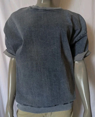 VTG 1980s Acid Wash Denim Oversized Short Sleeve Pullover Shirt/Top/Sweatshirt  - Image 1 of 4