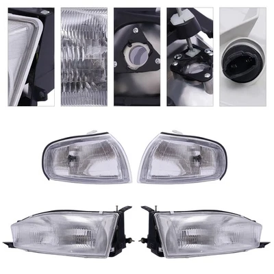 For Toyota Camry 1992 1993 1994 New Chrome 1* Headlights & Corner Lights Set Foto 1 de 4