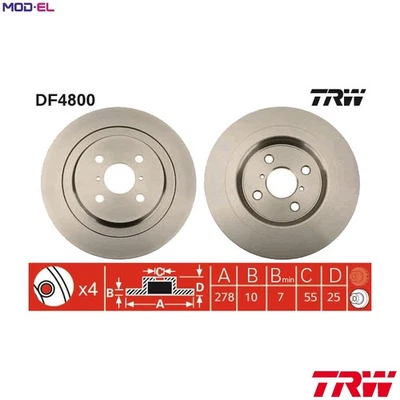 2x BRAKE DISC DF4800 FOR TOYOTA YARIS/Hatchback/Van/VITZ YARIS/VITZ  DAIHATSU - Image 1 of 4
