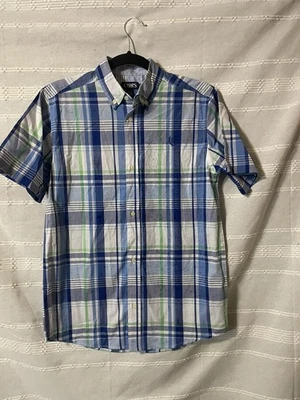 Chaps Blue Plaid Button Short Sleeve Shirt Boy Sz L (14-16) 14.00 - Изображение 1 из 2