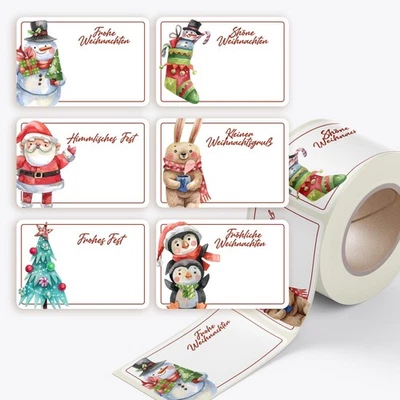 COLORTOUCH Weihnachten Aufkleber 250 St Beschriftbar 37*55 mm Rechteckig Rolle Weihnachtset