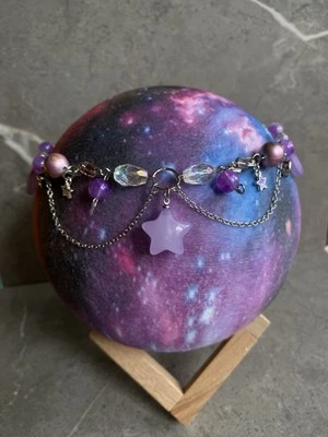 Collar Gargantilla Lavanda Reina Estrella Hecho a Mano Barbie Nostalgia Foto 1 de 4