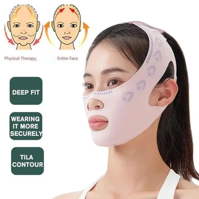 Face V-Line Lifting Device Double Chin Cheek Reducer Slimming Face Massager Set - Image 1 of 4