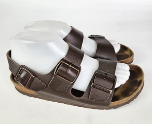 Sandalia Birkenstock Milano de cuero marrón con doble hebilla para mujer 39/8 - Imagen 1 de 5
