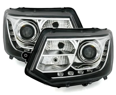 Scheinwerfer Set mit Tagfahrlicht für VW T5 Multivan Facelift 9/09- GP Schwarz - Bild 1 von 4