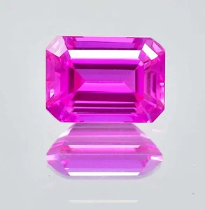 AAA+ Zaffiro Ceylon Rosa Reale Naturale Taglio Smeraldo Pietra Preziosa Sciolta Certificata GIT - Foto 1 di 6