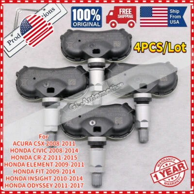 Nuevo Juego de (4) SENSOR DE PRESIÓN DE NEUMÁTICOS TPMS para Honda Odyssey Civic 42753-TR3-A810 Foto 1 de 4