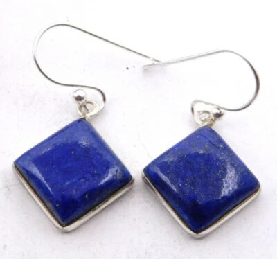 Orecchino Fatto A Mano In Argento Sterling 925 Con Gemma Di Lapis Lazuli S-43 - Immagine 1 di 4