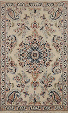 Vintage Ivory Handmade Floral Nain Accent Rug 3x4 Traditional Foyer Carpet