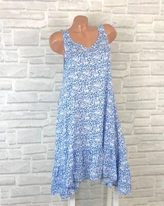 Italy summer dress pendant tunic beach dress ruffle S/M 36/38 blue T568 - Picture 1 of 2