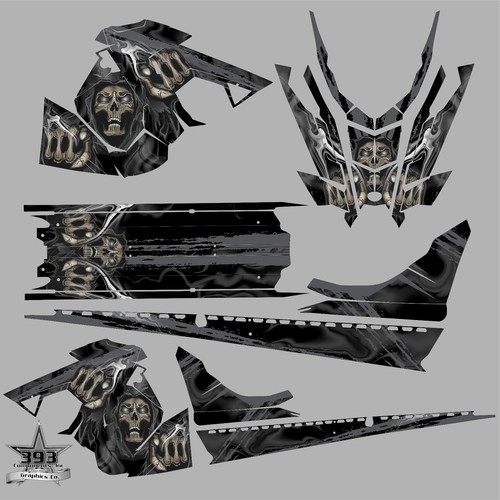 2016 - 2018 POLARIS PRO AXYS Wrap Graphics Decal Sticker Kit 155 163 Wrath Skull