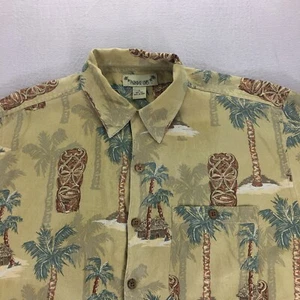 Camisa de seda Paradise Coves para hombre talla grande manga corta botón palmeras hawaianas - Imagen 1 de 12