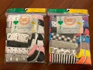 Lot Of 2 Wonder Nation Girls 7 Briefs 7 Socks Perfect Pairs Size 6 Underwear New - Picture 1 of 8