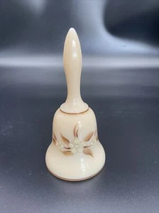 Vtg. Westmoreland almond milk glass hand painted bell /coralline texture signed - Picture 1 of 7
