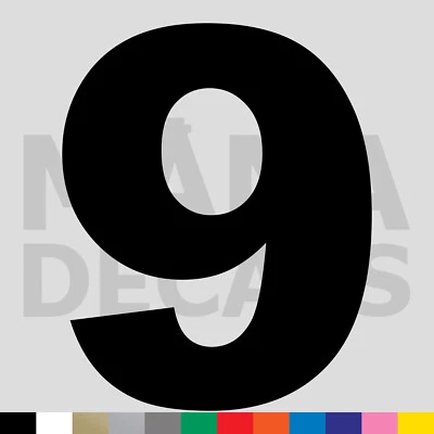 MANA DECALS Number Nine 9 Vinyl Die Cut Decal Sticker - Bold