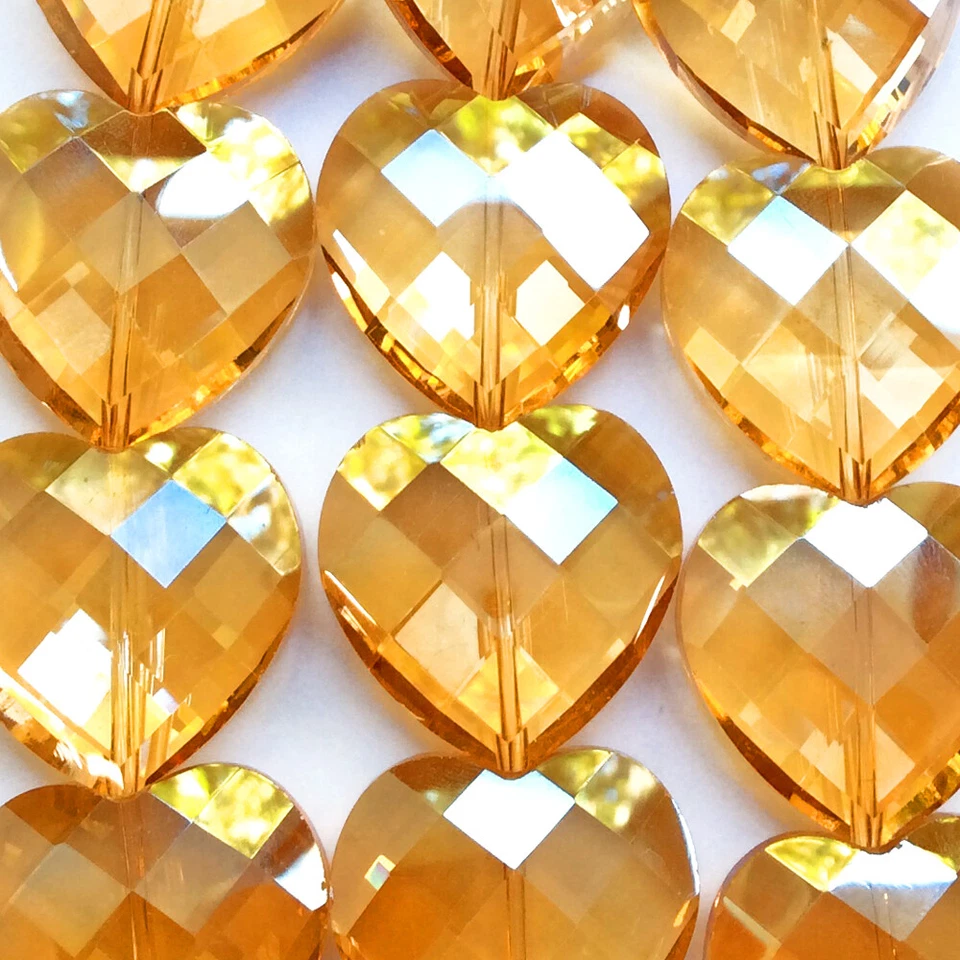 Crystal Heart Large Faceted 28mm Chinese Crystal Glass Beads 4 Pcs Per Strand - Image 1 of 1