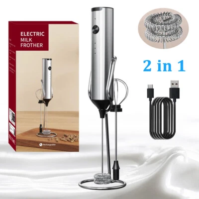 Electric Milk Frother Mini Coffee Drinks Whisk Egg Beater Mixer USB Rechargeable - Image 1 of 4