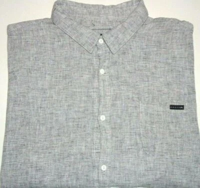 RUSTY MENS SIZE LARGE GREY BUTTON UP SHORT SLEEVE SHIRT - Image 1 of 4