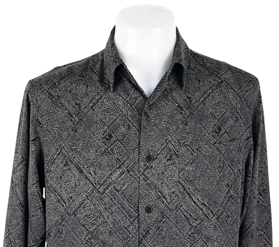 AXCESS Hombres Gris LUJO L/S CAMISA DE VESTIR DE NOCHE U/U/Rayón Suave - M - 46" - £59 Foto 1 de 4