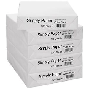 A4 WHITE PAPER PRINTER COPIER 1 2 3 4 5 REAMS OF 500 SHEETS PHOTOCOPY STATIONARY