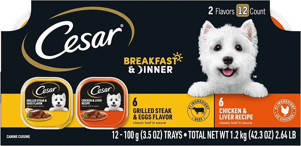 Cesar Wet Dog Food Classic Loaf in Sauce Breakfast and Dinner Mealtime Variety P