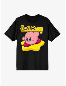 Kirby Mens Kirby Warp Star Kanji Black Shirt New S, L, XL, 2XL - Picture 1 of 5