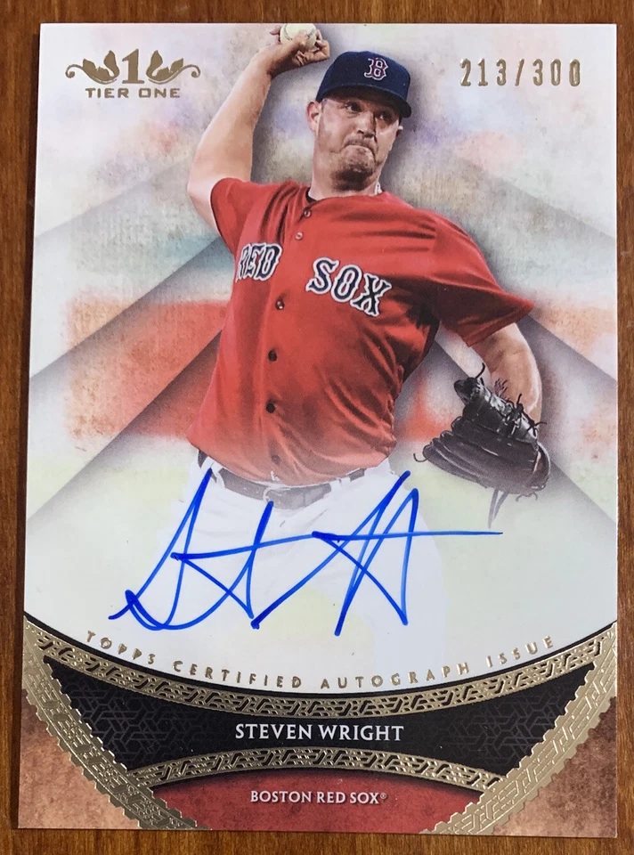Steven WRIGHT 2017 Topps Tier One On Card AUTO #PPA-SWR 213/300 NM Red Sox - Image 1 of 2
