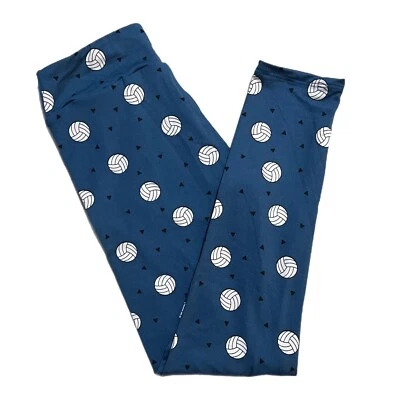 Girls L/XL KIDS LuLaRoe ~ VOLLEYBALL PATTERN ~ Leggings SIZES 8-14; blue - Image 1 of 3