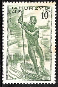 1941 FRENCH COLONY  Dahomey Sc#116🔥Man Poling a Canoe🔥MLH OG VF Boat - Picture 1 of 2