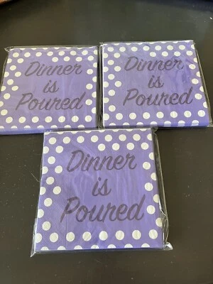 Servilletas de cóctel Bonny Bar 5”x5” púrpura, 3 paquetes de 12 ¡NUEVAS “La cena se vierte”! Foto 1 de 4