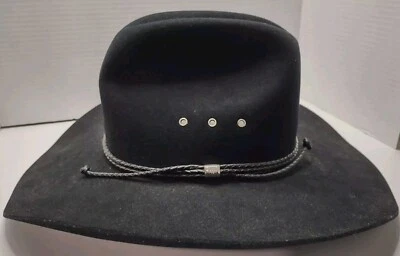 STETSON XXXX 4X Beaver Carson Felt Black Western Leather Band Cowboy Hat Size 7 - Image 1 of 4