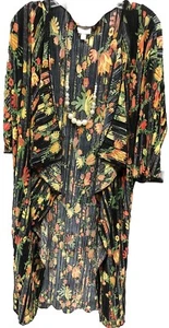Neu mit Etikett LuLaRoe Medium gerippter Shirley-Kimono schwarz gelb pink grün orange Blumenmuster - Bild 1 von 8