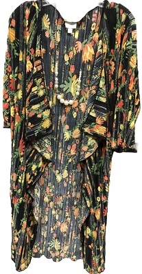 Новый с Ярлыками LuLaRoe средний ребристый черный желтый розовый зеленый оранжевый цветочный Ширли кимоно - Изображение 1 из 4