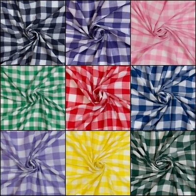 Gingham Polycotton Fabric 1 inch check Dress Craft 114cm / 45" wide per 1m
