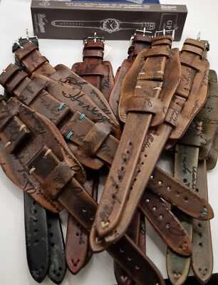 Pregiato cinturino cuoio bund handmade in Italy alta qualità mm20/16 serigrafato - Immagine 1 di 2