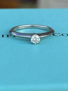 Tiffany & Co Platinum Solitaire Diamond Knife Edge 2mm Ring .20 Carats - Picture 1 of 24