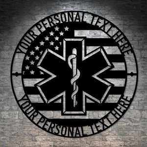 Personalized American First Responder Metal Sign. Custom Patriotic Medical Logo - Picture 1 of 6