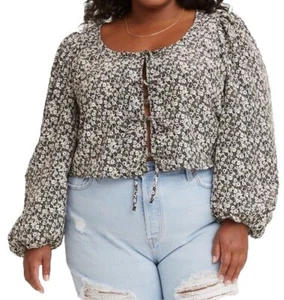 Levis Embry Tie Blouse Floral Tie-Front Women’s Size 1X, NEW - Picture 1 of 8