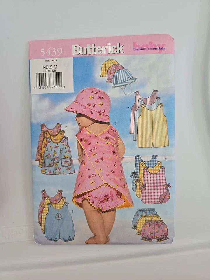 Butterick 5439 Sewing Pattern Newborn Sm Med Unisex Easy Romper Jumper... - Image 1 of 1