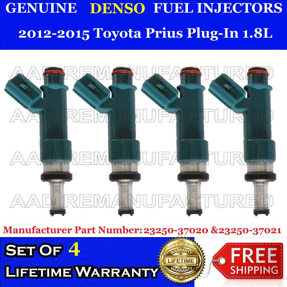 4x Inyectores de combustible Denso OEM para Toyota Prius 12-15 enchufables 1,8 L #23250-37020 Foto 1 de 1