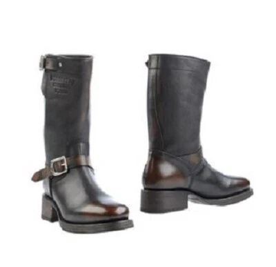 Botas de motociclista femininas DSQUARED2 8.5/38.5 couro marrom ITÁLIA US$ 1095 - Imagem 1 de 4