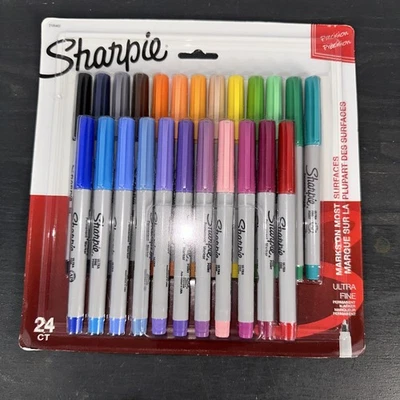 Marcadores permanentes, punta ultra fina, colores surtidos, 24 unidades Foto 1 de 2