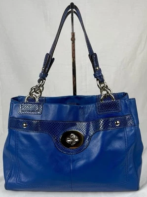 😎😎😎BOLSO COACH BLUE Cuero Penélope Acento Piel de Serpiente Cierre Giratorio F16531 Foto 1 de 4