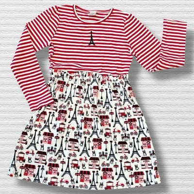 Gymboree Girls Eiffel Tower Fit And Flare Dress Coastal Cutie Red Size 12 - Изображение 1 из 4