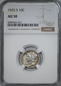 1925-S Mercury Dime 10C NGC AU50 - Picture 1 of 5
