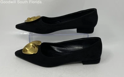 Zapatos planos de ballet sin cordones de gamuza negros con puntera en punta talla 40 de Zara para mujer Foto 1 de 4