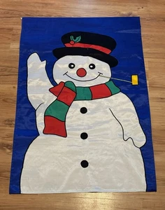 Vintage Snowman Holiday Christmas Decorative Outdoor Flag  40”x28” Embroidered - Picture 1 of 7