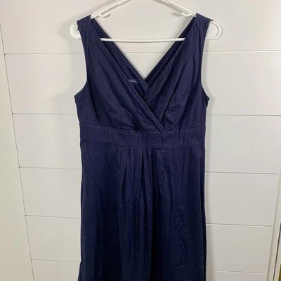 Vestido Vaina Lands End Mujer Talla 8 Azul Marino Sin Mangas Algodón Forrado Calado Foto 1 de 4