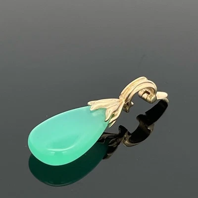 CLIP ANHÄNGER AUS 375/- GELBGOLD MIT CHRYSOPRAS SOGNI D'ORO  SCHMUCKJAGD - Bild 1 von 3