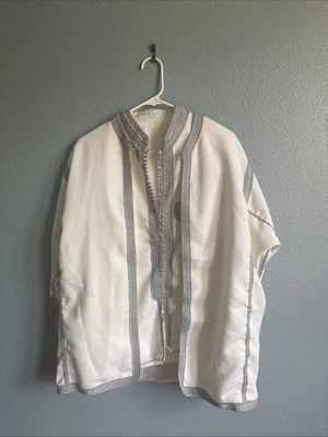 Juego de 3 piezas tradicional marroquí para hombre - blanco y plata - hecho a mano - S/M Foto 1 de 4